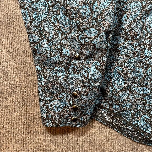 Roper Button Up Western Shirt Men's XL Blue Paisley AOP Long Sleeve Cowboy - Picture 5 of 10